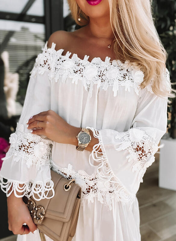 New European And American Tube Top Off Shoulder Lace Dress